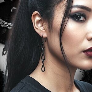 5 For $25💫Alternative Punk Black Chain Links Dangles Earrings